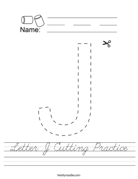 Letter J Cutting Practice Worksheet