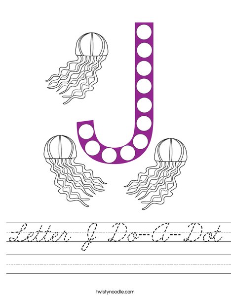 letter j do a dot worksheet cursive twisty noodle