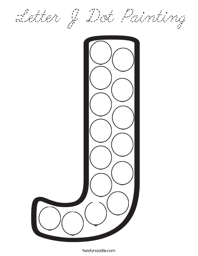 Download Letter J Dot Painting Coloring Page - Cursive - Twisty Noodle