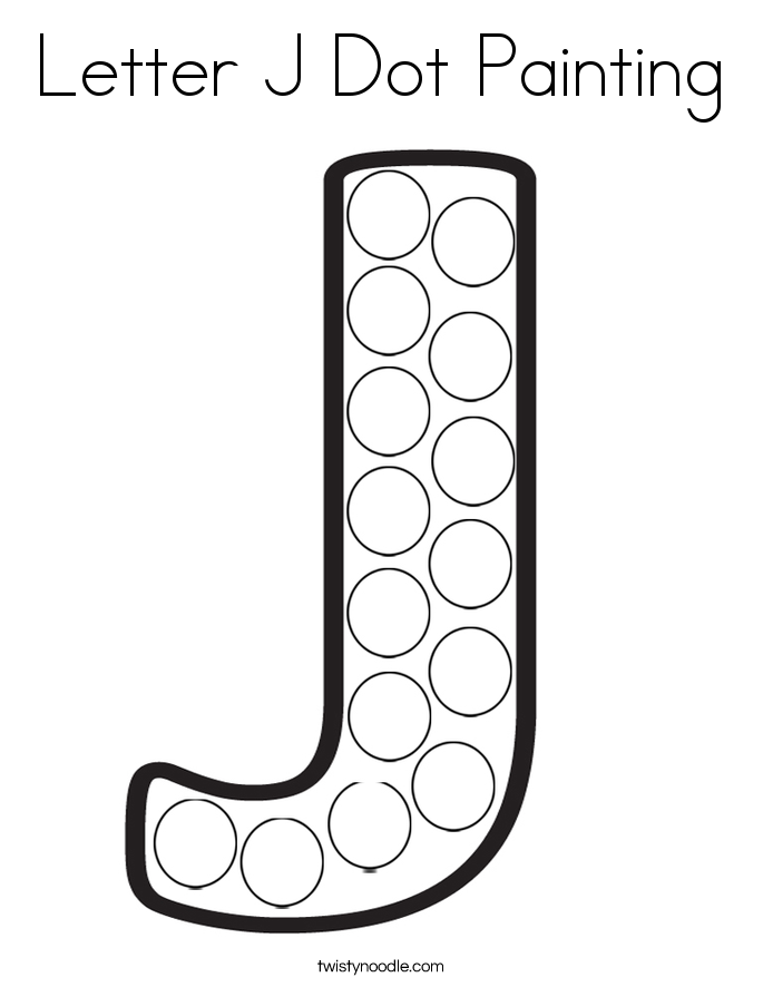 Letter J Dot Painting Coloring Page - Twisty Noodle