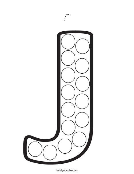 Letter J Dot Painting Coloring Page