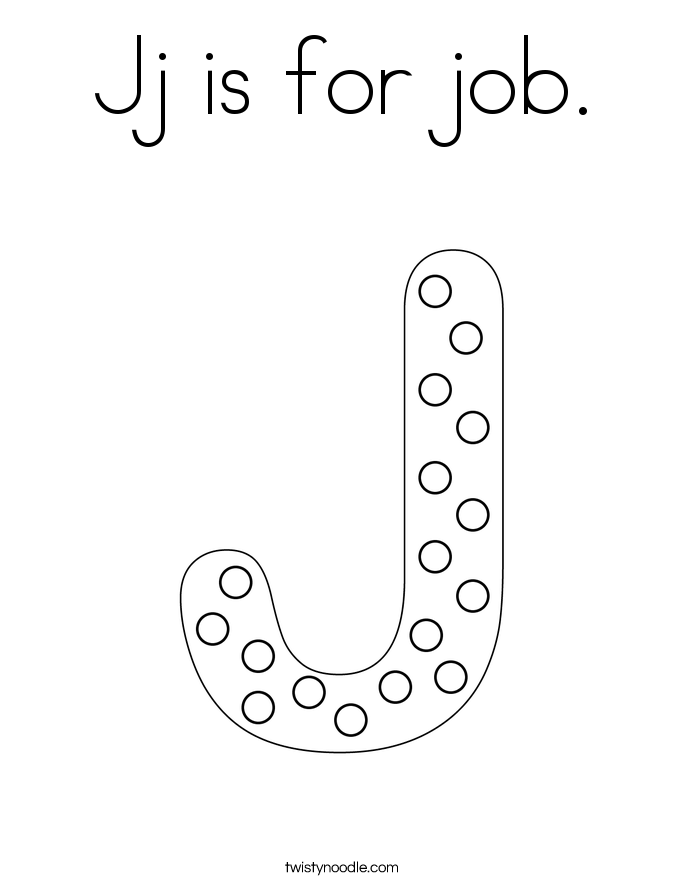Jj is for job. Coloring Page