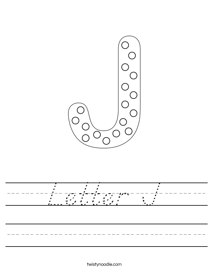 Letter J Worksheet - D'Nealian - Twisty Noodle