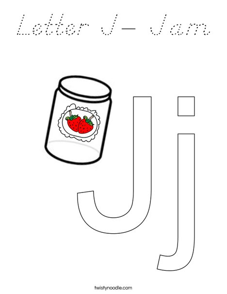 Letter J- Jam Coloring Page