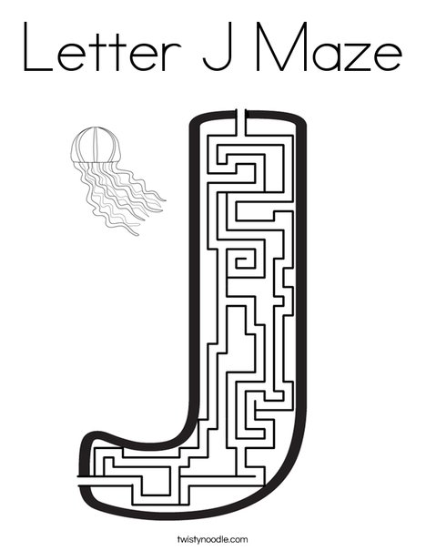 Letter J Maze Coloring Page