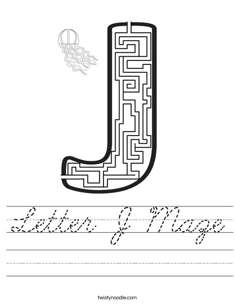 Letter J Maze Worksheet