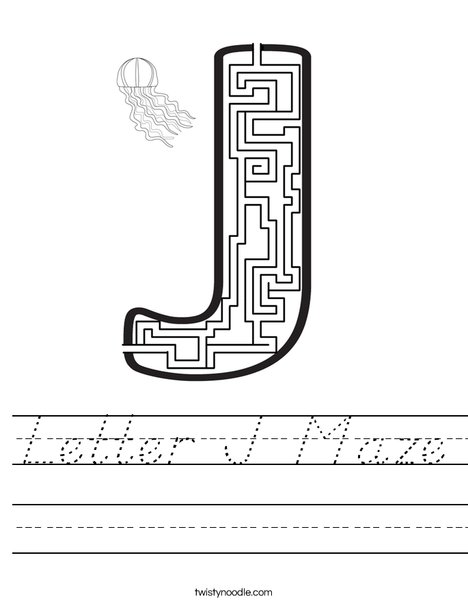 Letter J Maze Worksheet