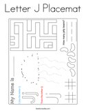 Letter J Placemat Coloring Page