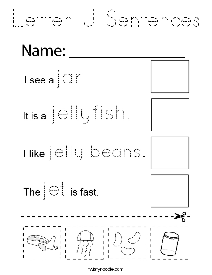 Letter J Sentences Coloring Page