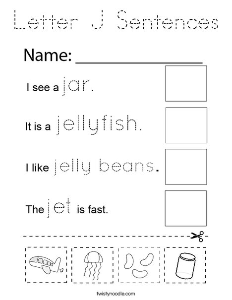 Letter J Sentences Coloring Page
