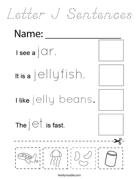 Letter J Sentences Coloring Page