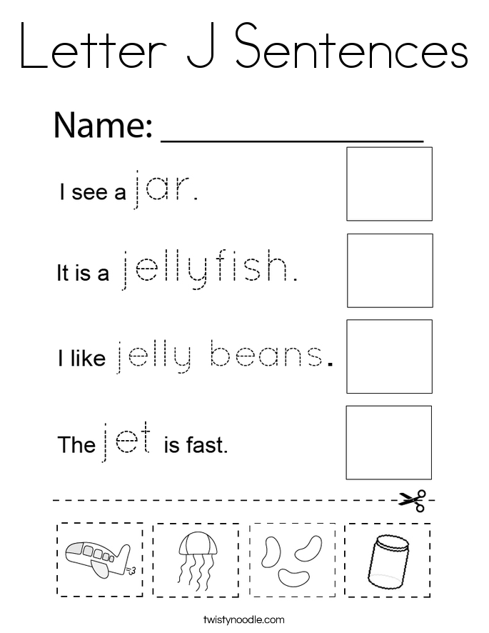 Letter J Sentences Coloring Page