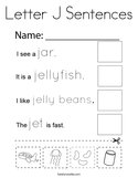 Letter J Sentences Coloring Page