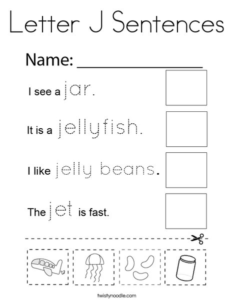 Letter J Sentences Coloring Page