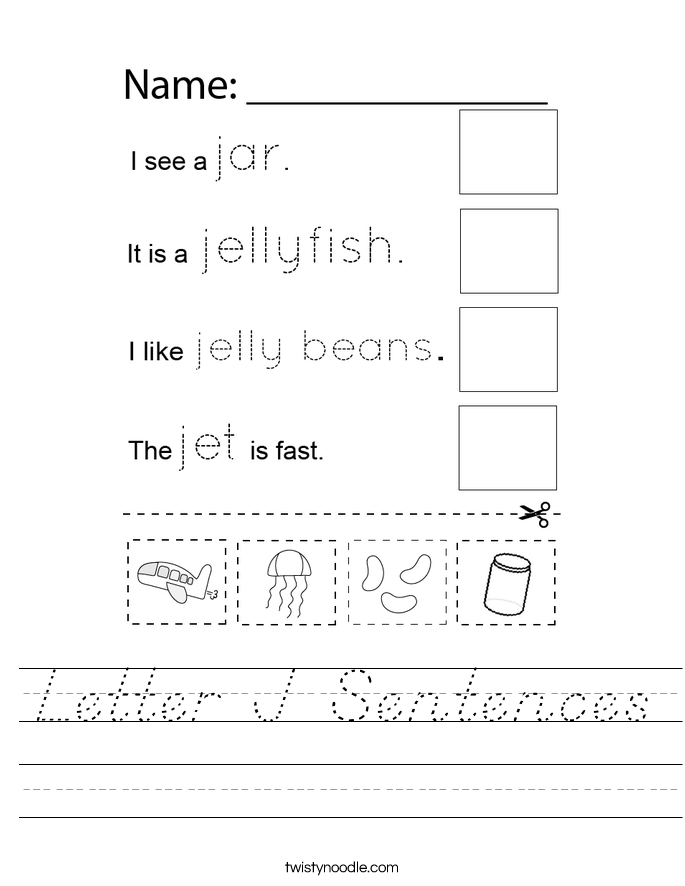 Letter J Sentences Worksheet