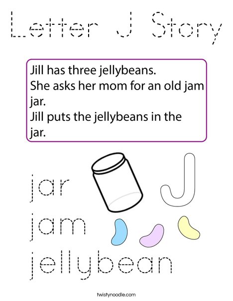 Letter J Story Coloring Page