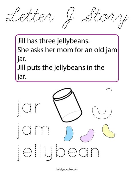 Letter J Story Coloring Page