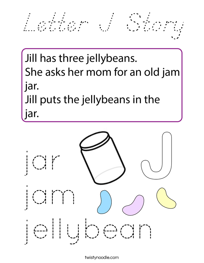Letter J Story Coloring Page