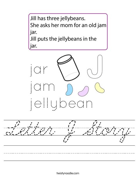 Letter J Story Worksheet