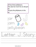 Letter J Story Worksheet