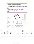 Letter J Story Handwriting Sheet