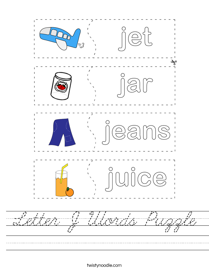 Letter J Words Puzzle Worksheet