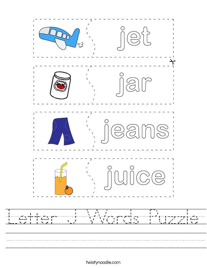 Letter J Words Puzzle Worksheet