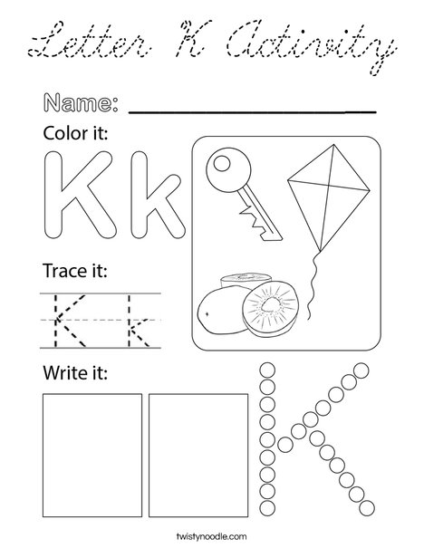 Letter K Activity Coloring Page