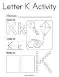 Letter K Activity Coloring Page