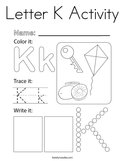 Letter K Activity Coloring Page