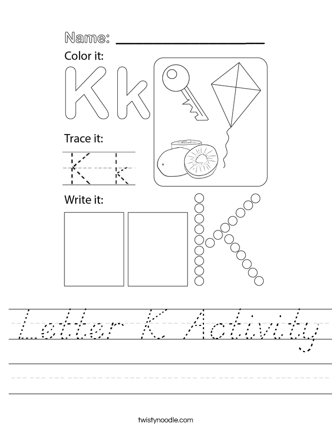 Letter K Activity Worksheet