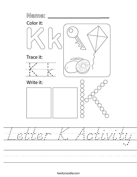 Letter K Activity Worksheet