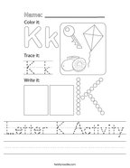 Letter K Activity Handwriting Sheet