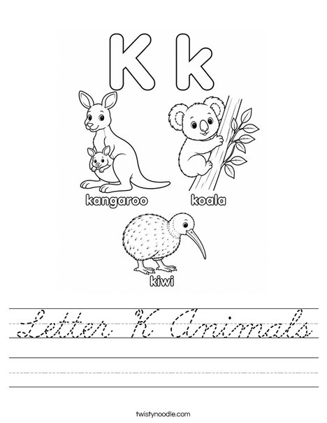 Letter K Animals Worksheet