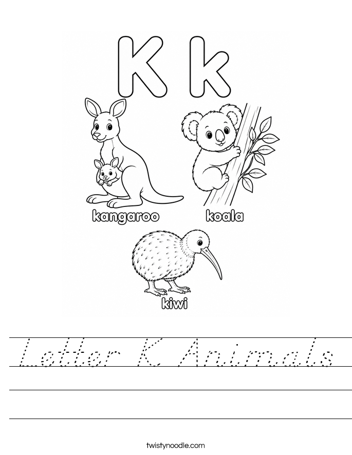 Letter K Animals Worksheet