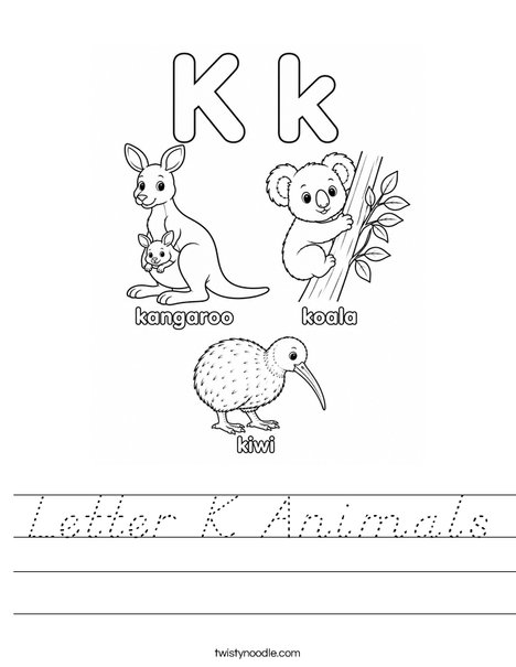 Letter K Animals Worksheet