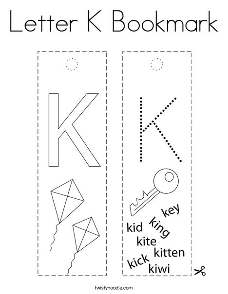 Letter K Bookmark Coloring Page