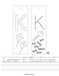 Letter K Bookmark Worksheet