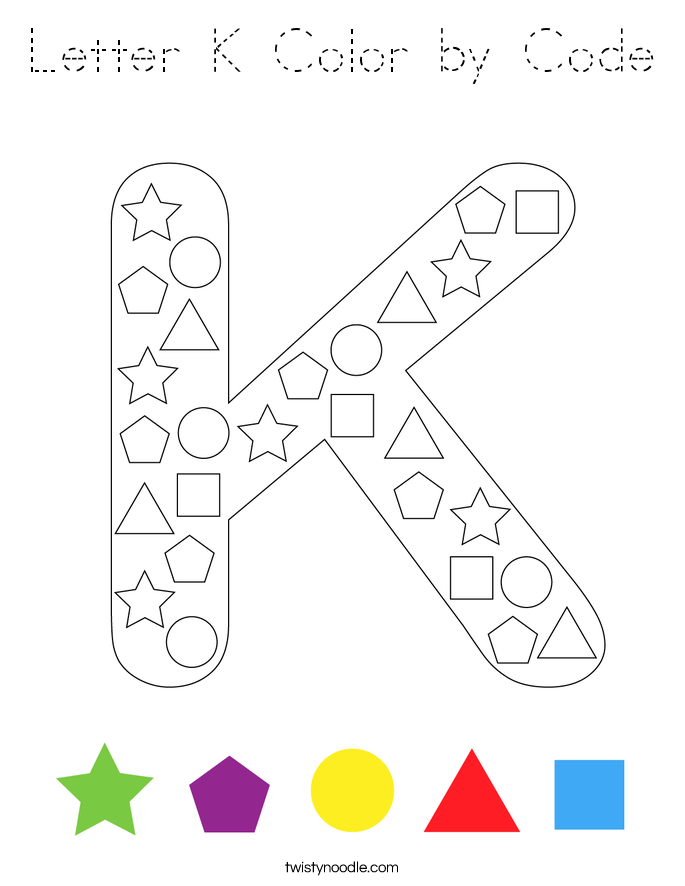 Letter K Color by Code Coloring Page