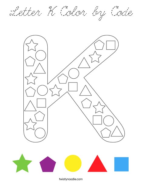 Letter K Color by Code Coloring Page