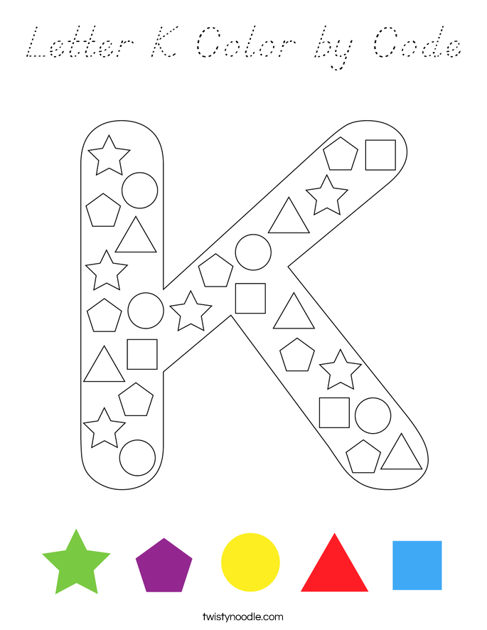 Letter K Color by Code Coloring Page