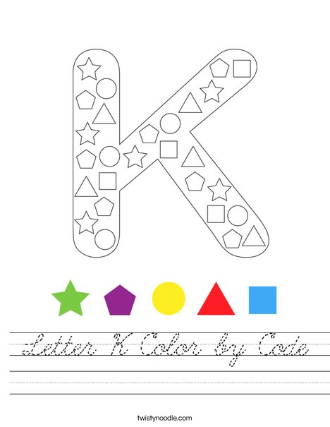 Letter K Color by Code Worksheet