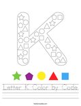 Letter K Color by Code Worksheet