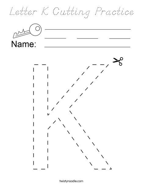 Letter K Cutting Practice Coloring Page