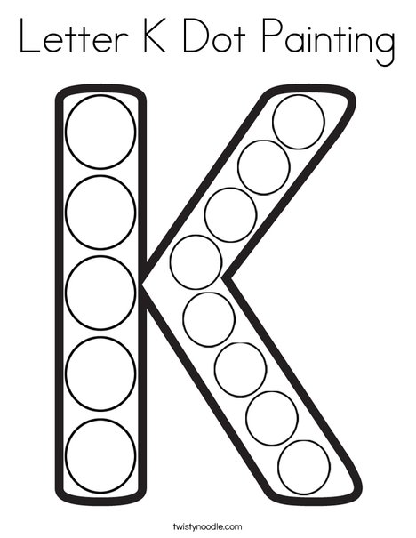 Letter K Dot Painting Coloring Page