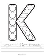 Letter K Dot Painting Handwriting Sheet