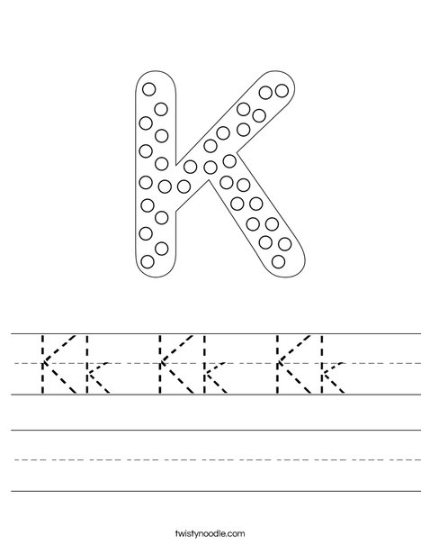 Letter K Dots Worksheet