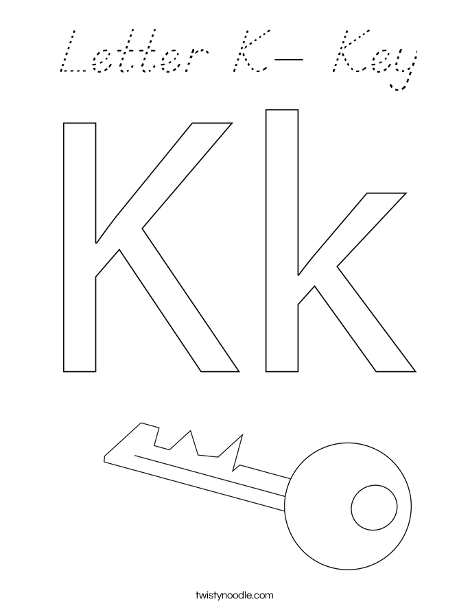 Letter K- Key Coloring Page
