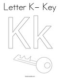 Letter K- Key Coloring Page