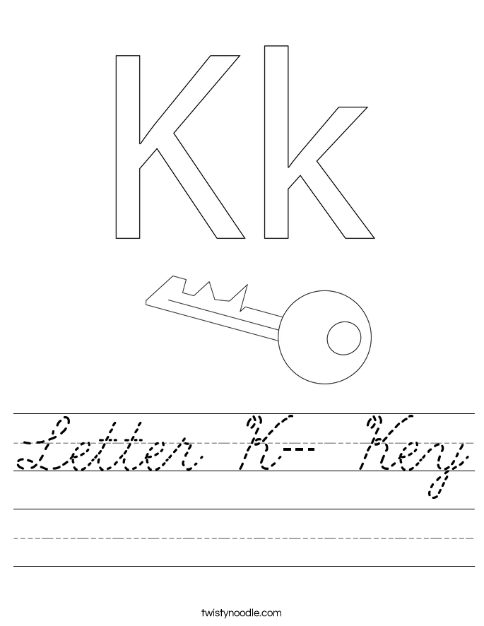 Letter K- Key Worksheet